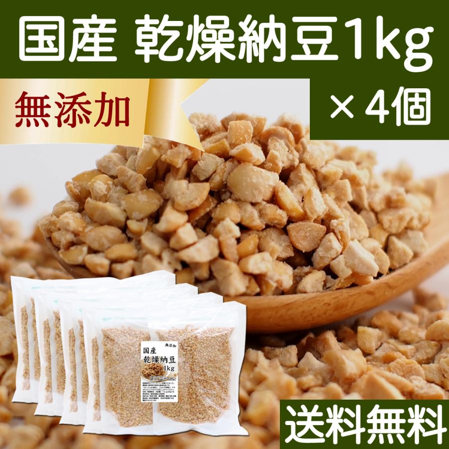 乾燥納豆 1kg×4個 ドライ納豆 ひきわり納豆 無添加 犬 国産 送料無料