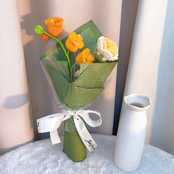 客製化禮物  情人節禮盒  手作鉤織初戀臉紅花束