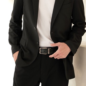 【Roberto Mocali】(RM-8221BKF)扣洞式皮帶-黑色