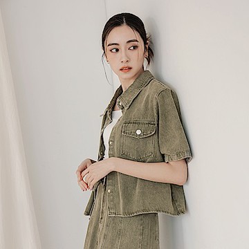 OB嚴選-棉質丹寧翻領套裝襯衫/外套《AB19266-》