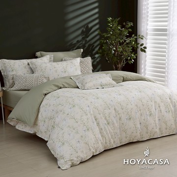 HOYACASA 300織抗菌沐光長絨棉兩用被床包組｜花間小貓｜(單人/雙人/加大)