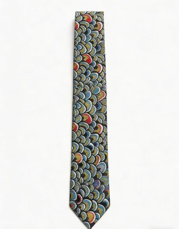 孔雀羽毛圖騰絲質領帶 男士禮盒裝