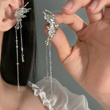 【台灣公司 可打統編】免運 天使之翼 蝴蝶流蘇耳環女夏小眾高級感耳掛耳夾無耳洞耳骨夾耳飾 可開發票 全館五折 工廠現貨直銷 新品特價 z9211