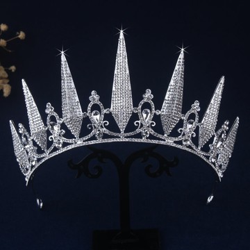 高端結婚頭飾巴洛克女王皇冠結婚發飾黑色銀色新娘王冠婚紗飾品