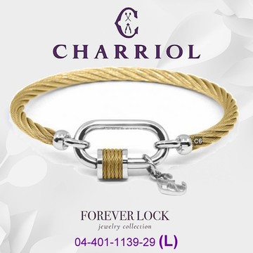 CHARRIOL夏利豪 Bangle Forever Lock永恆之鎖手環 金索銀扣頭L款 C6(04-401-1139-29-L)