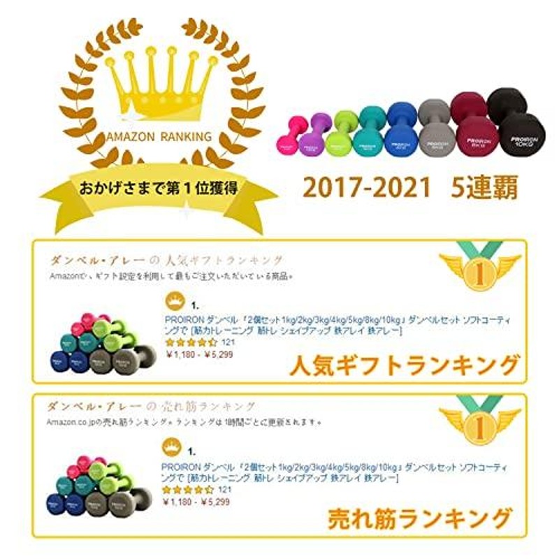 PROIRON ダンベル 3kg 2個セット エクササイズ ネオプレンゴム