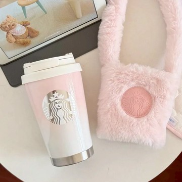 【預購】 iSNEAKERS | STARBUCKS 星巴克 漸變粉 隨行杯 附毛毛杯套 380ML