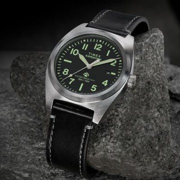 TIMEX 天美時 遠征系列  39毫米 日常休閒風格 天然皮革錶帶腕錶(黑 TXTW2Y30700)
