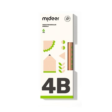 MiDeer - 兒童專用三角鉛筆-4B (贈專用雙孔筆削1個(顏色隨機))