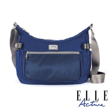 【ELLE Active】透視網布系列-側背包/斜背包-大-深藍色