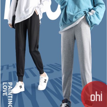 【ohi】灰色哈倫棉褲 哈倫褲 棉褲 束腳運動褲 休閒褲 長褲 運動褲 高腰 顯瘦J28