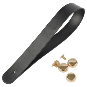 brandyarn 皮革背帶+金色圓形螺絲扣 現代簡約包包背帶  黑色  1組