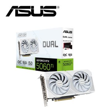 華碩 DUAL-RTX5060TI-O16G-WHITE 顯示卡+美光 PRO D5 16G*2 6000 超頻 雙通 白散熱片記憶體