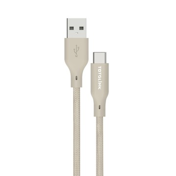 TOTOLINK USB-A to Type-C PD 3.0快充 手機傳輸線 充電線 -柔霧奶 奶茶色 -100cm 台灣製造品質保證