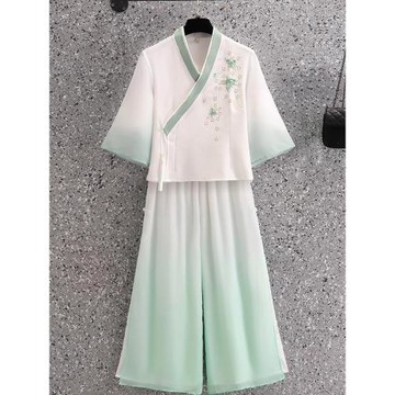 中國風唐裝新中式養生茶藝上衣旗袍改良漢服套裝采耳師工作服裝女