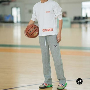 SZXAR秋冬休閒加絨運動褲寬鬆長褲美式休閒褲直筒男女健身衛褲潮男生運動春秋薄款長褲 男生運動風衛褲 男生訓練百搭褲子