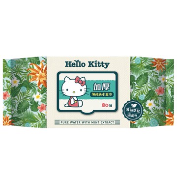 [寶富華](箱購)Hello Kitty 加厚 薄荷 柔濕巾80抽 ×24包 (3D壓花無紡布、不易掉屑)(添加薄荷萃取)