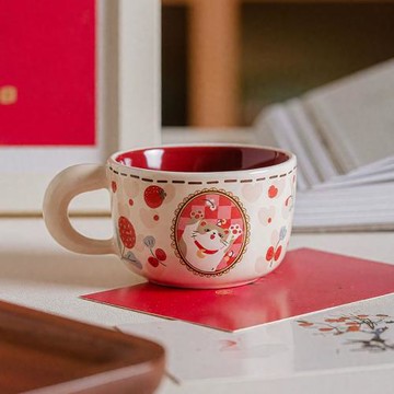 陶瓷杯 招財貓杯 高顏值 卡通可愛 牛奶杯 咖啡杯 熱飲冷飲 ins風