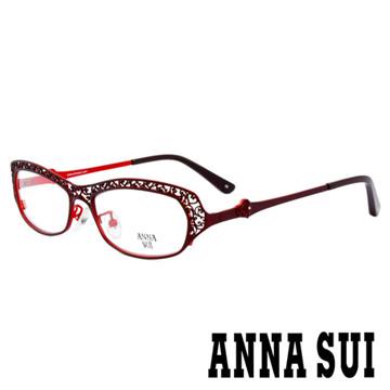 【ANNA SUI】安娜蘇 香氛花園簡約簍空設計光學眼鏡(啞光紅/紫) AS172-110