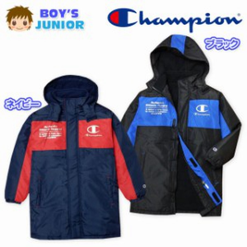 子供服 男の子 アウター フルジップ ハーフ コート Champion チャンピオン 中綿 裏フリース 着脱式フード 男児 ジュニア  LINEショッピング