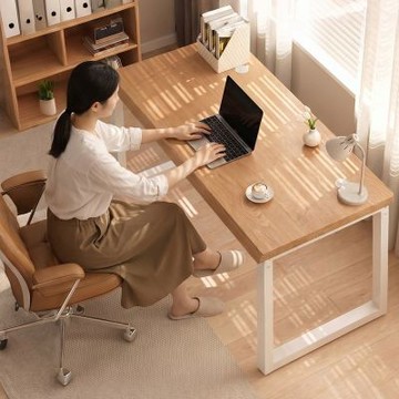 電腦桌 100x60公分 臥室學習桌 25mm加厚環保書桌 人體工學斜邊 寫字桌 家用辦公桌 工作台