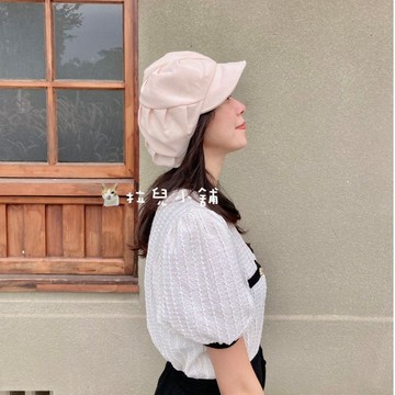「拉兒小舖」台灣現貨-韓版春秋款 素面  雲朵帽氣質 報童帽  皺褶英倫帽 貝蕾帽 八角帽  貝雷帽