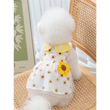 向日葵挎包連衣裙子小狗狗衣服夏天比熊泰迪貓貓咪夏季薄款衣服