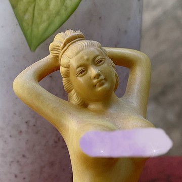 熱銷黃楊木雕刻實木居家客廳手把玩美女創意惡趣味復古古典擺件工藝品