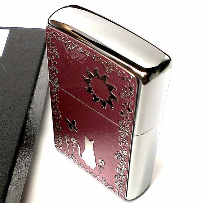 ランキング2022 新品 ZIPPO キャット フラワー グレー 両面 ジッポー