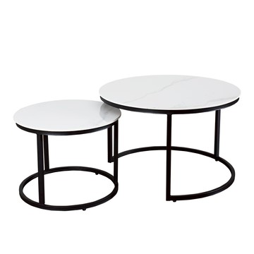 【多瓦娜】萩蒝亮面大小圓几-兩色(桌/客廳桌)白色