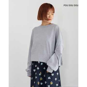 【POU DOU DOU】淺灰色短版圈毛休閒衣 PPX21361