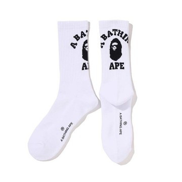 BAPE COLLEGE SOCKS 大學字 猿人 長襪 襪子 白色 1M20184003-WE [台灣現貨]