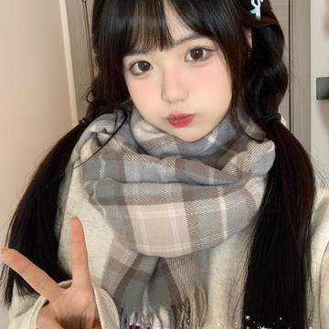 免運🔮【賞雪圍巾】2025學院新款格子圍巾女加厚冬季百搭可愛學生保暖韓係氛圍圍脖保暖圍巾 披肩 圍巾 脖圍 防寒