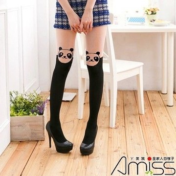 【Amiss】日系精緻造型-假大腿褲襪-圓貓熊(Z408-100)