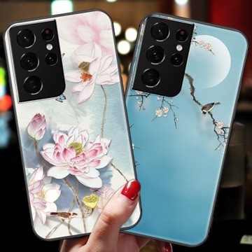 三星s21+手機殼中國風s21ultra硅膠軟殼女款s21u保護殼全包防摔浮雕外殼galaxy十網紅潮牌機殼限量版磨砂男潮