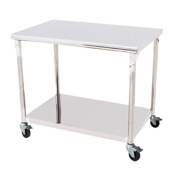 【Abis】客製商品-豪華升級版60X90CM二層圓角430不鏽鋼桌-附煞車輪/料理桌/工作桌/工作台/流理台(2尺X3尺)