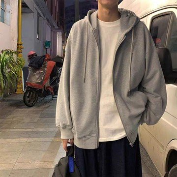 限時優惠 休閒連帽衛衣 春秋季衛衣男連帽開衫韓版潮流學生加絨外套寬鬆運動休閒上衣