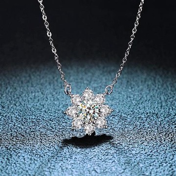 【巴黎精品】莫桑鑽項鍊925純銀吊墜-太陽雪花1克拉吊墜鎖骨鍊女飾品a1cn65