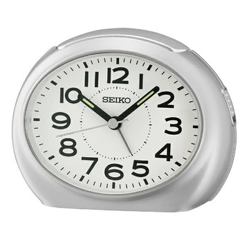 seiko SK037 精工鐘 (QHE193S) 嗶嗶聲貪睡鬧鐘(銀)/8.8*11.2cm｜樂天領券現折★全館特惠中★指定刷卡回饋10%