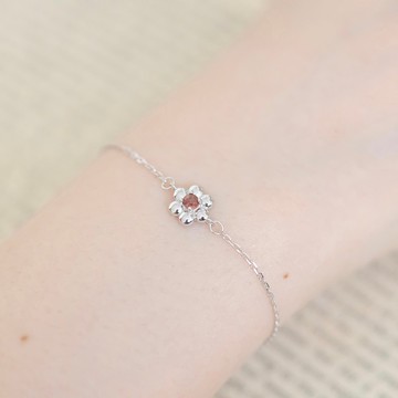 石榴石925純銀波堤小花手鍊