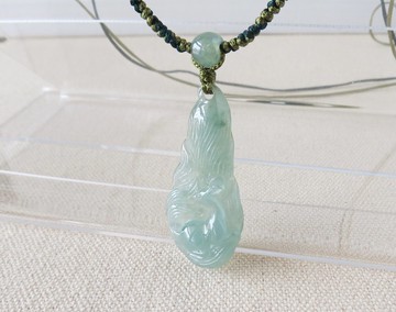 本命年【才貌雙全】九尾狐翡翠絲光編織項鍊*SA09*招財開運、辟邪