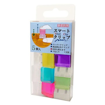 TOHKIN 東京金屬 多功能聰明夾 文件夾 食品袋夾 五色入  5入  1組  L