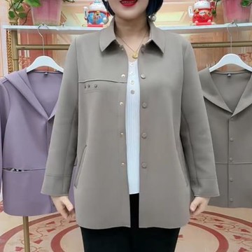 2025年春季新款時尚洋氣寬松顯瘦上衣大碼媽媽裝休閑短款外套舒適