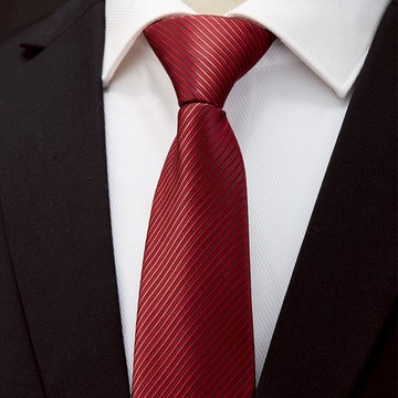 8CM韓版正裝結婚新郎婚慶酒紅條紋針織易拉得懶人紅色拉鏈領帶男