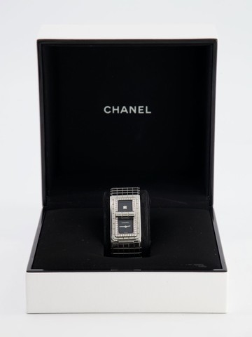 CHANEL Pre-Owned - pre-owned Coco Code 21.5mm - women - Steel/Diamond - One Size - Black