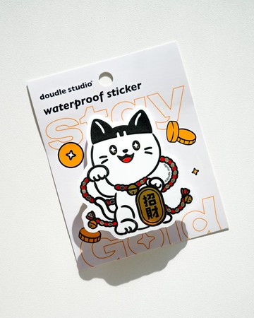 【快速出貨】2026新年馬年防水亮面貼紙 - 招財喵喵