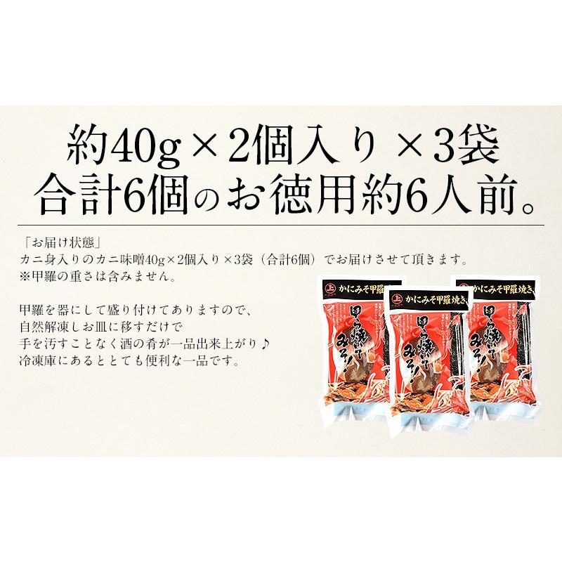 かにみそ 蟹身入り 甲羅盛り（40g×6個） カニ味噌 蟹みそ カニミソ 甲羅焼き 紅ズワイガニ 冬グルメ 冬ギフト