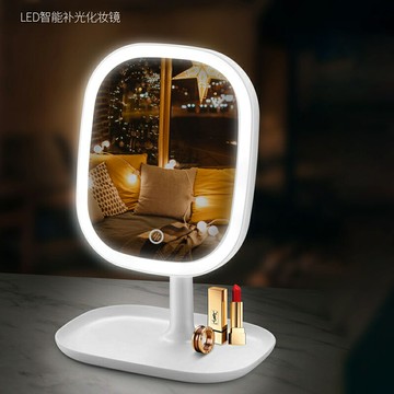 化妝鏡臺式LED帶燈宿舍桌面梳妝鏡女網紅便攜隨身補光美妝小鏡子