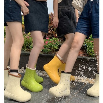 親子款雨鞋 韓版時尚個性網紅撞色雨鞋 男女夏季戶外防滑防水雨鞋 親子雨靴 中筒靴 短雨鞋 防水 雨靴 中筒雨鞋 防水靴