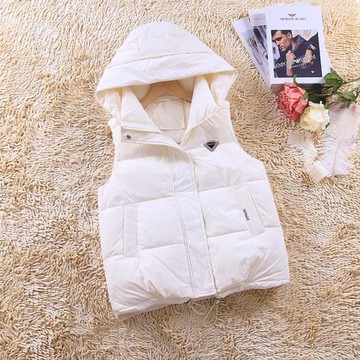 韓國2025冬季新款連帽羽絨馬甲女裝短款小個子鑲鉆白鴨絨馬夾外套